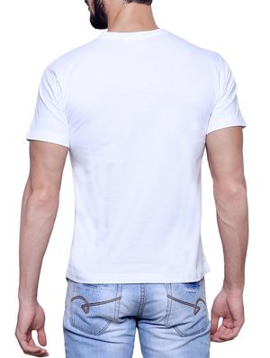 white cotton chest print t-shirt - 12262867 - Standard Image - 3