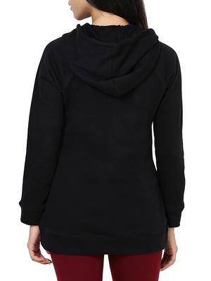 black cotton hooded sweatshirt - 12263257 - Standard Image - 3