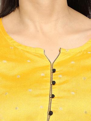 yellow chanderi straight kurta - 12265112 - Standard Image - 4