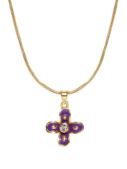 golden peacock gold plated purple floral shaped women chain pendant - 12266408 - Standard Image - 1