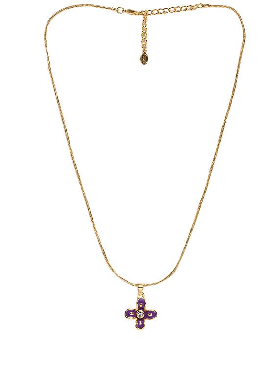 golden peacock gold plated purple floral shaped women chain pendant - 12266408 - Zoom Image - 2