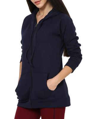 navy blue fleece hooded sweatshirt - 12267086 - Standard Image - 2