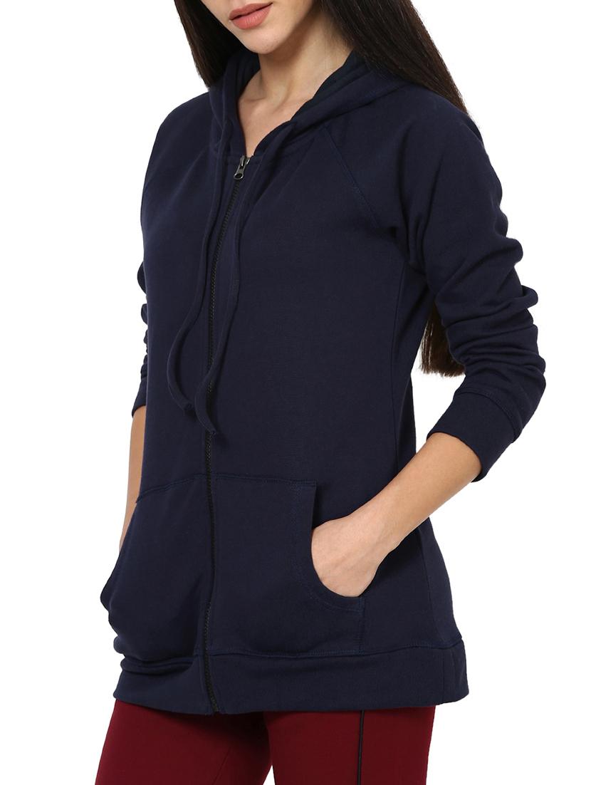 navy blue fleece hooded sweatshirt - 12267086 - Zoom Image - 2