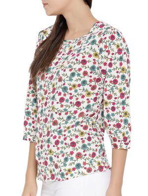 white floral printed regular top - 12267618 - Standard Image - 2