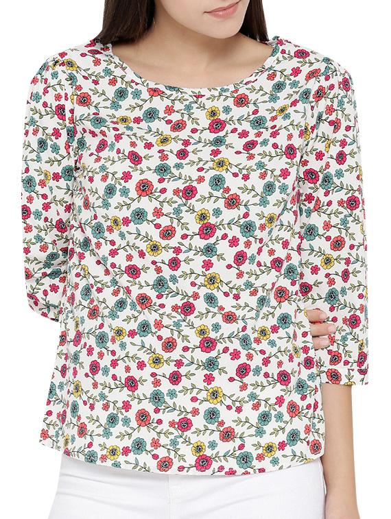 white floral printed regular top - 12267618 - Zoom Image - 1