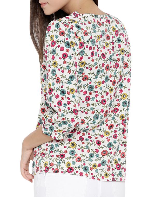 white floral printed regular top - 12267618 - Zoom Image - 3