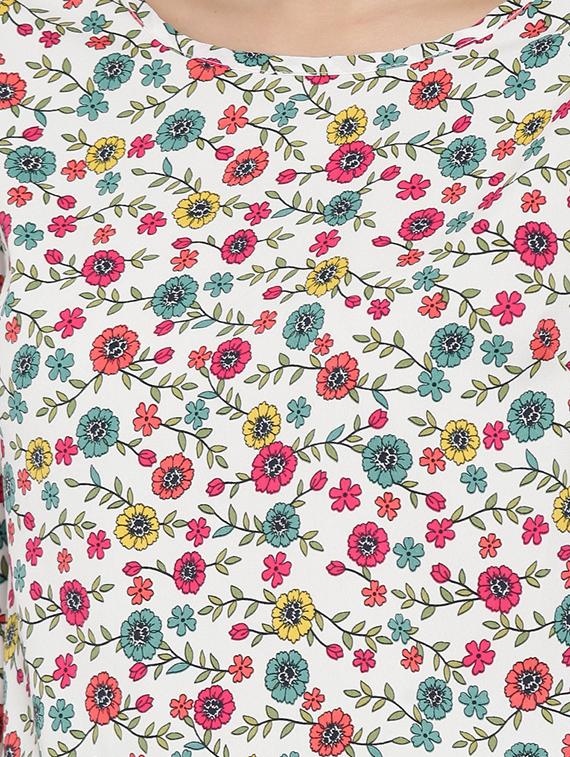 white floral printed regular top - 12267618 - Zoom Image - 4