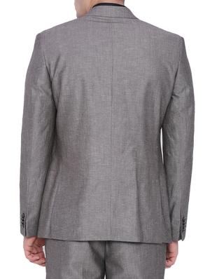 navy blue linen formal blazer - 12268440 - Standard Image - 3
