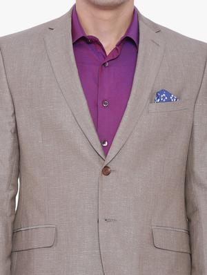 beige linen formal blazer - 12268449 - Standard Image - 4