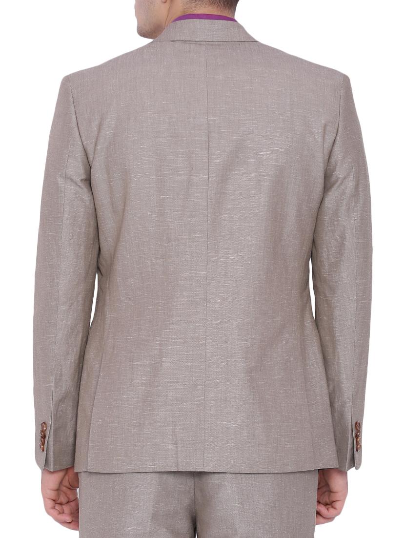 beige linen formal blazer - 12268449 - Zoom Image - 3