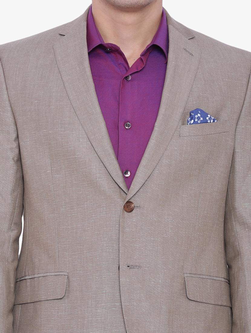 beige linen formal blazer - 12268449 - Zoom Image - 4