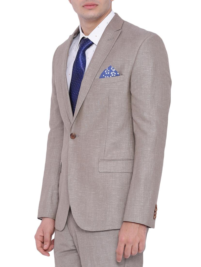 beige linen formal blazer - 12268464 - Zoom Image - 2