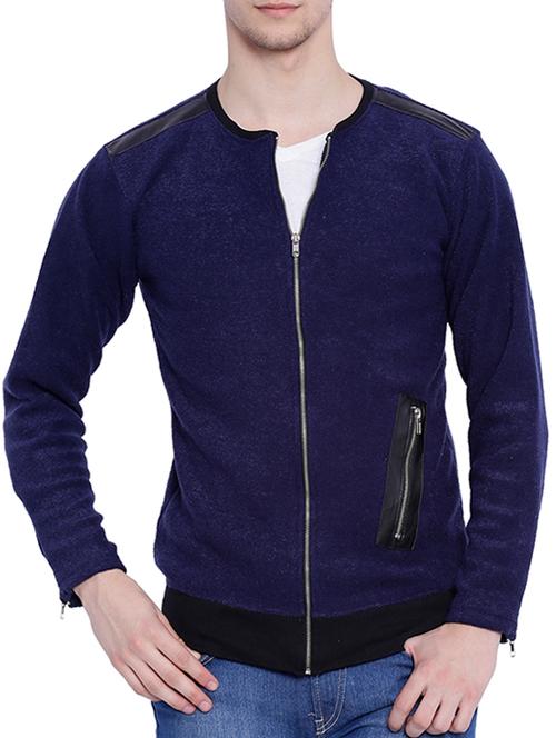 blue solid casual jacket - 12268723 - Standard Image - 1