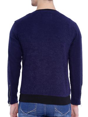 blue solid casual jacket - 12268723 - Standard Image - 3