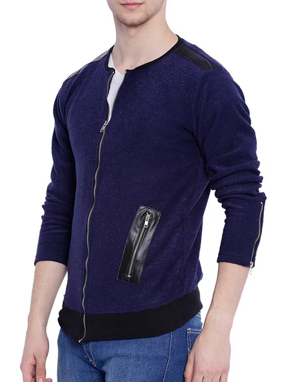 blue solid casual jacket - 12268723 - Zoom Image - 2