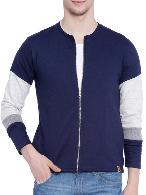 blue color block casual jacket - 12268729 - Standard Image - 1