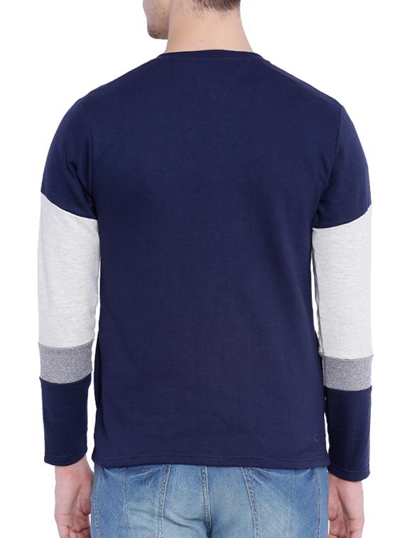 blue color block casual jacket - 12268729 - Zoom Image - 3