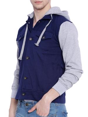 blue color block casual jacket - 12268736 - Standard Image - 2