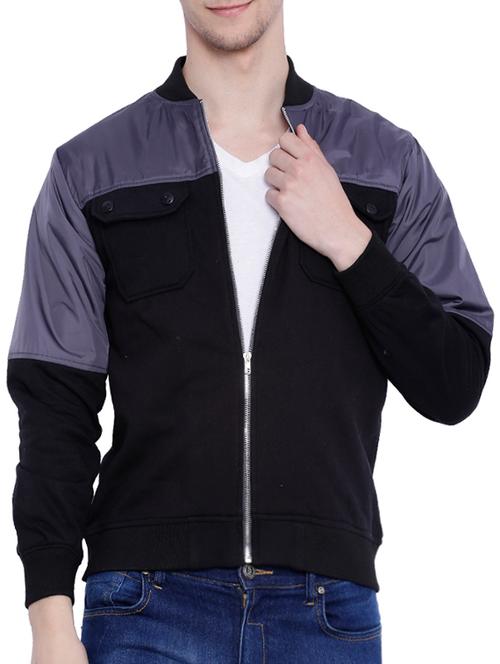 black color block casual jacket - 12268740 - Standard Image - 1