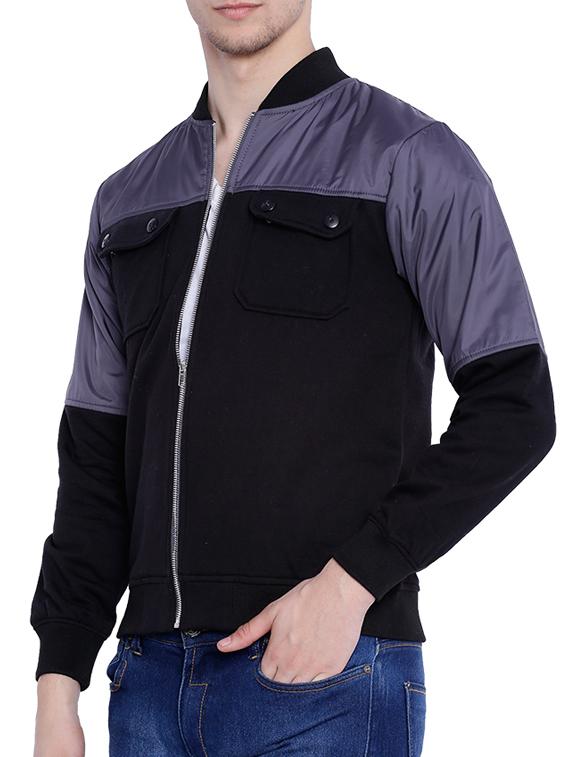 black color block casual jacket - 12268740 - Zoom Image - 2