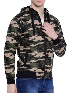 green camouflage print casual jacket - 12268750 - Standard Image - 2