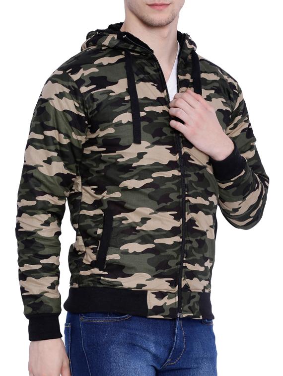 green camouflage print casual jacket - 12268750 - Zoom Image - 2