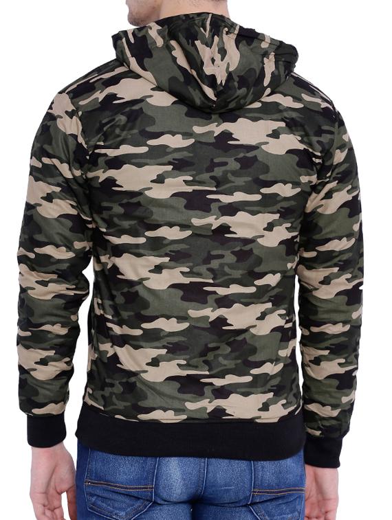 green camouflage print casual jacket - 12268750 - Zoom Image - 3