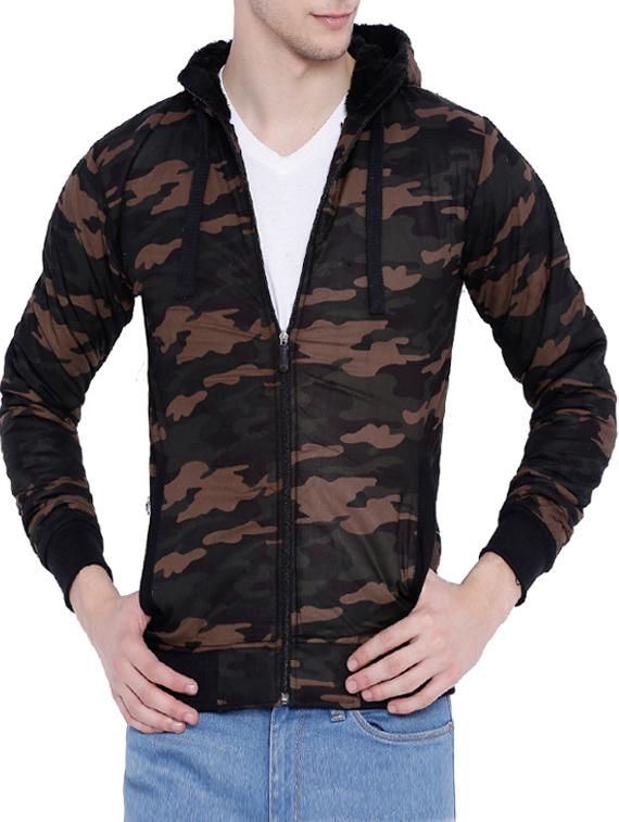 beige camouflage printed casual jacket - 12268753 - Zoom Image - 1