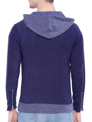 solid navy blue cotton sweatshirt - 12268761 - Standard Image - 3