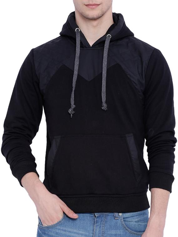 black colour block cotton sweatshirt