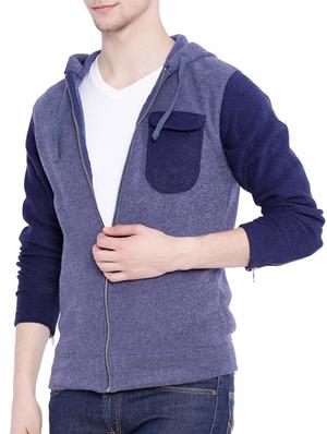 blue colour block cotton sweatshirt - 12268767 - Standard Image - 2