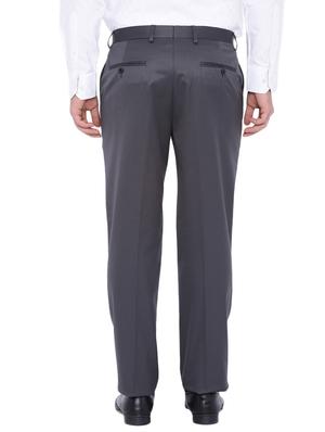 grey polyester flat front trousers formal - 12269059 - Standard Image - 3