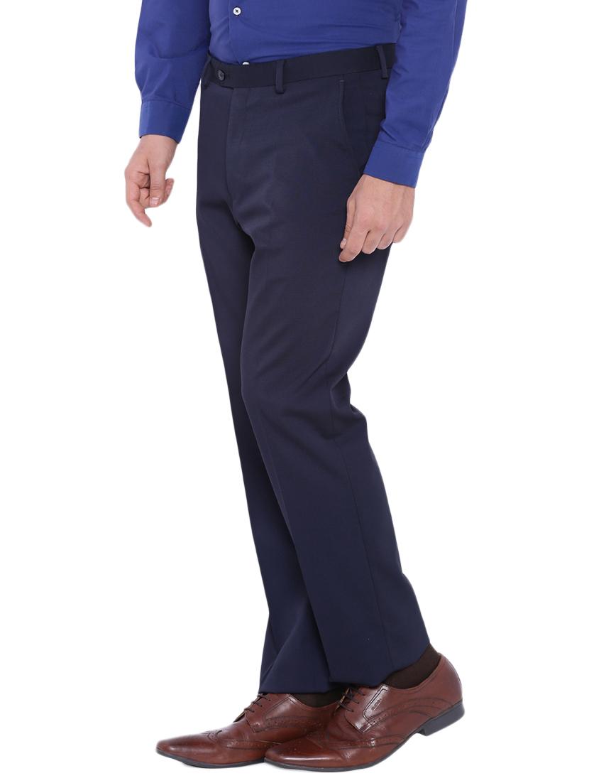 navy blue wool flat front trousers formal - 12269070 - Zoom Image - 2