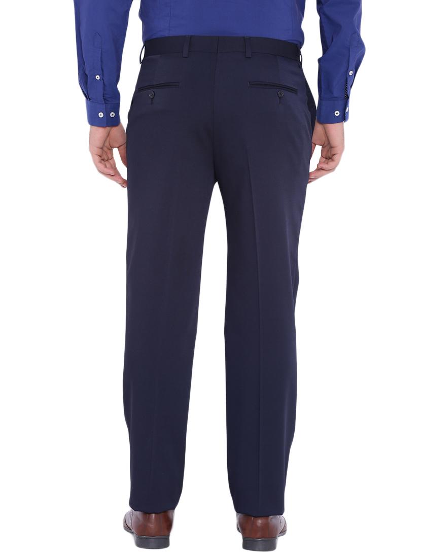 navy blue wool flat front trousers formal - 12269070 - Zoom Image - 3