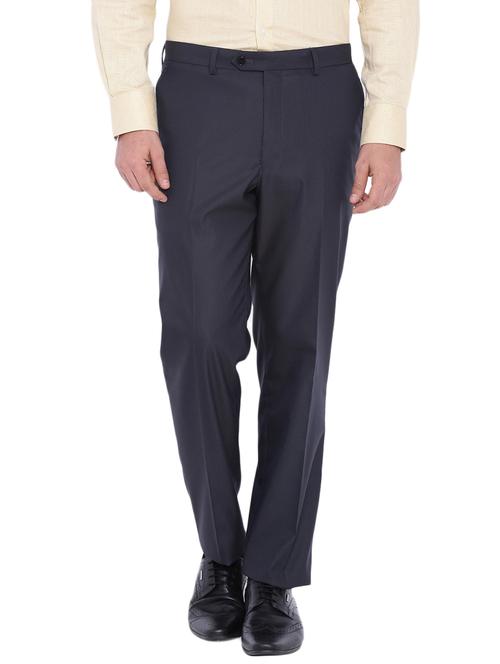 black polyester flat front trousers formal trouser - 12269072 - Standard Image - 1