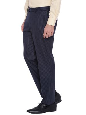 navy blue polyester flat front trousers formal - 12269075 - Standard Image - 2