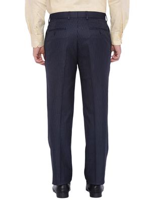 navy blue polyester flat front trousers formal - 12269075 - Standard Image - 3
