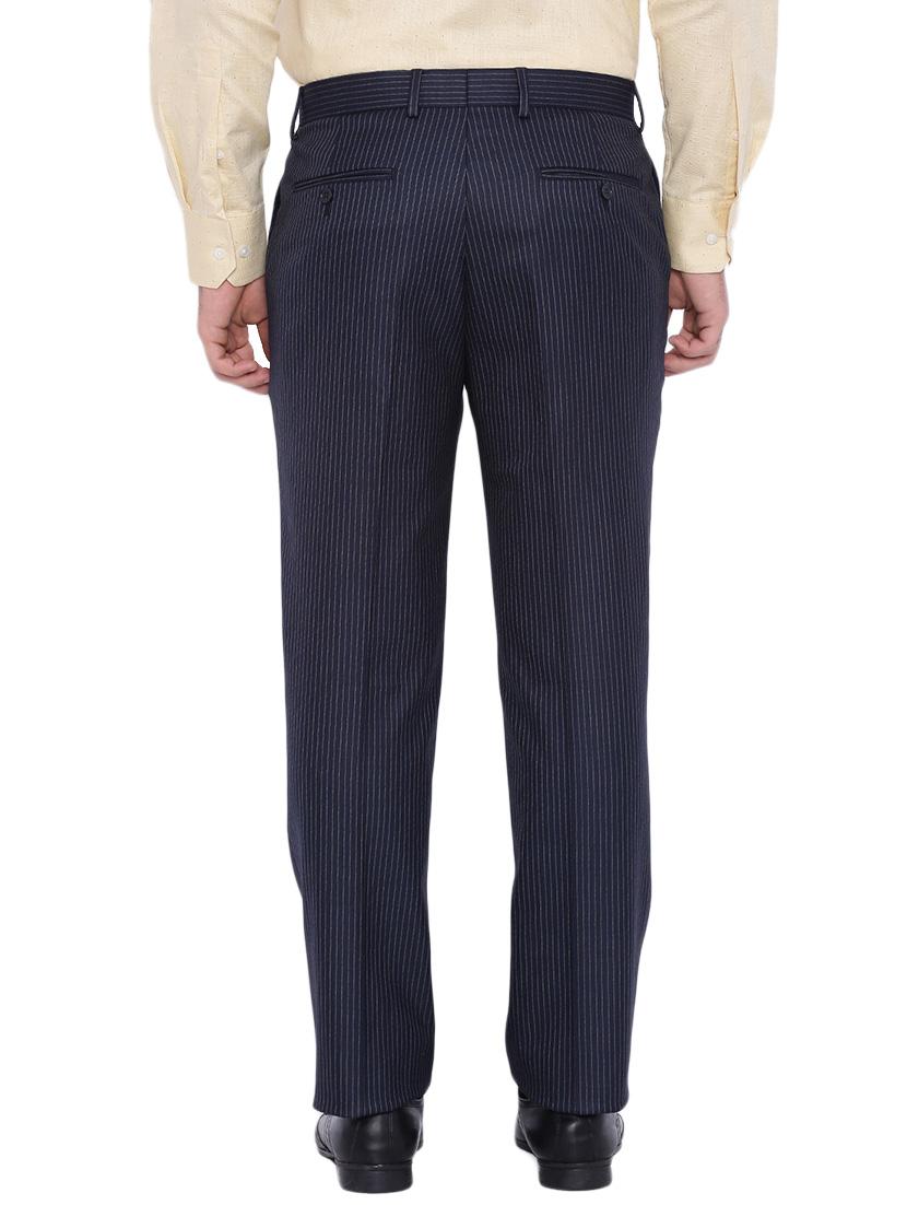 navy blue polyester flat front trousers formal - 12269075 - Zoom Image - 3