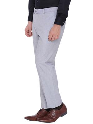 grey cotton flat front trousers formal - 12269081 - Standard Image - 2