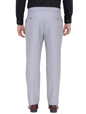 grey cotton flat front trousers formal - 12269081 - Standard Image - 3