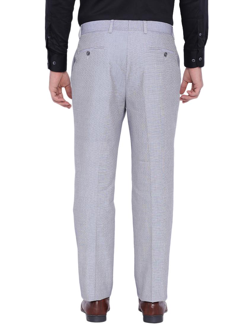 grey cotton flat front trousers formal - 12269081 - Zoom Image - 3