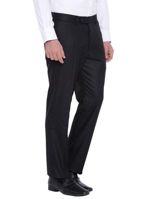 black polyester flat front trousers formal - 12269084 - Standard Image - 2