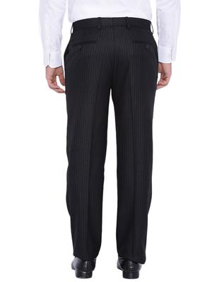 black polyester flat front trousers formal - 12269084 - Standard Image - 3