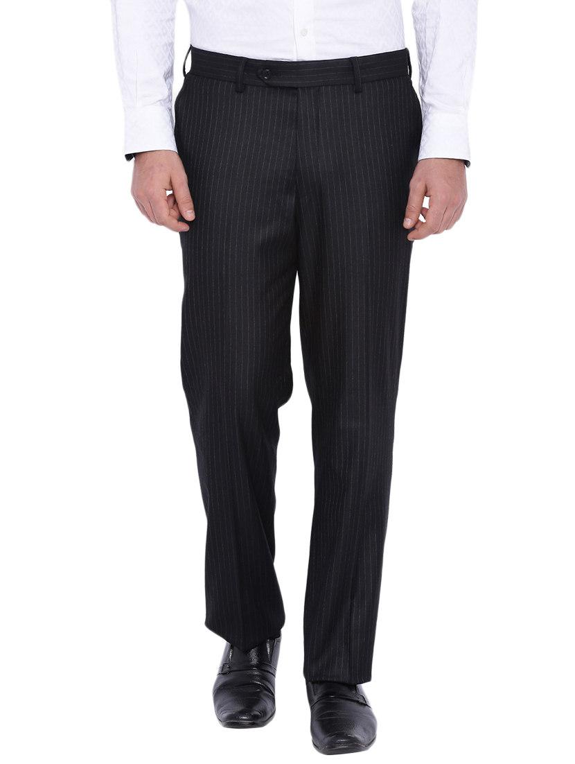 black polyester flat front trousers formal - 12269084 - Zoom Image - 1