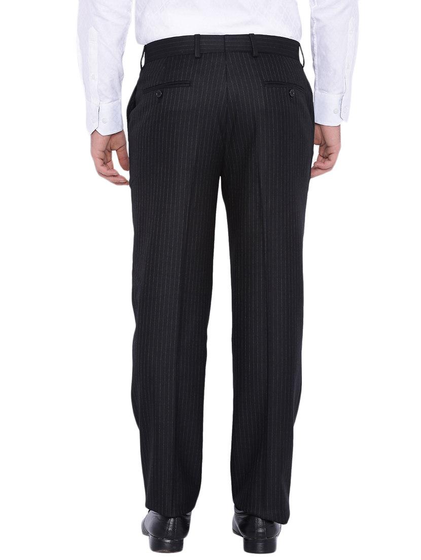 black polyester flat front trousers formal - 12269084 - Zoom Image - 3