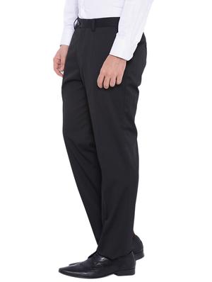 black polyester flat front trousers formal - 12269085 - Standard Image - 2
