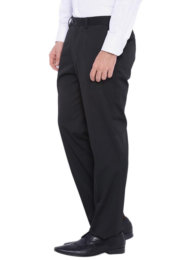 black polyester flat front trousers formal - 12269085 - Zoom Image - 2