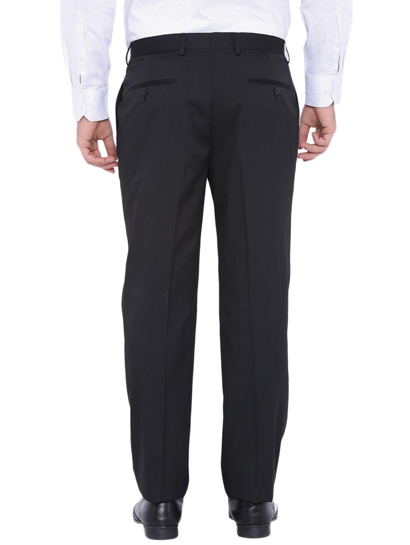 black polyester flat front trousers formal - 12269085 - Zoom Image - 3