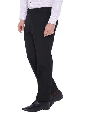 black polyester flat front trousers formal - 12269088 - Standard Image - 2