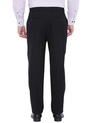 black polyester flat front trousers formal - 12269088 - Standard Image - 3